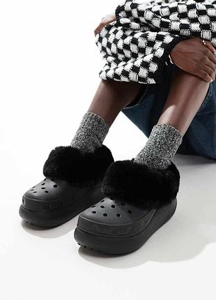 Зимові капці черевики чоботи укорочені на платформі crocs