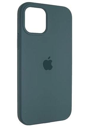 Силиконовый чехол для iphone 12 pro max с закрытым низом серо зеленый pine green 55 silicone case (бампер)