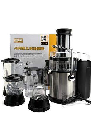 Многофункциональная соковыжималка и блендер denx dx3217, 4000 вт. серебряный (dx3217)