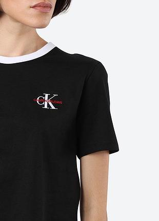 Черная женская кроп футболка келвин клейнck calvin klein jeans cropped, s, оригинал