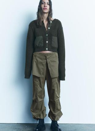Брюки парашюты широкие с юбкой 38 zara
