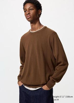 Светр uniqlo коричневий merino sweater