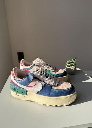 Жіночі кеди nike air рожево-сині , шкіряні , 37 розмір