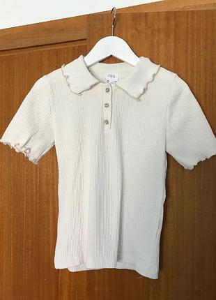 Поло  для дівчинки трикотажне молочне zara