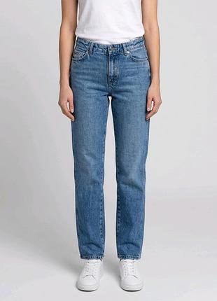Джинсы massimo dutti, tapered fit, средняя посадка голубые джинсы под винтаж