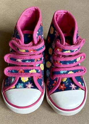 Кеди дитячі для дівчинки квітковий принт shoei love 22 розмір | устілка 14 см | високі на липучках