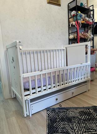 Ліжечко дитяче з шуфлядою і матрацом