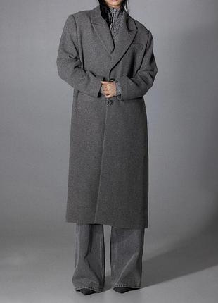 Сіре пальто oversize s — тепле і стильне