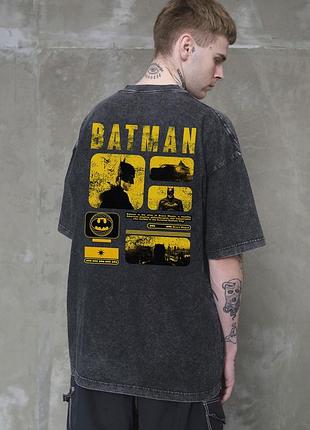 Футболка мужская batman винтажная оверсайз черная хлопковая с принтом