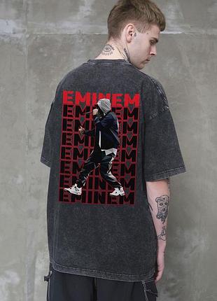 Футболка чоловіча eminem вінтажна оверсайз чорна бавовняна з принтом