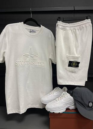 Костюм stone island шорты + футболка