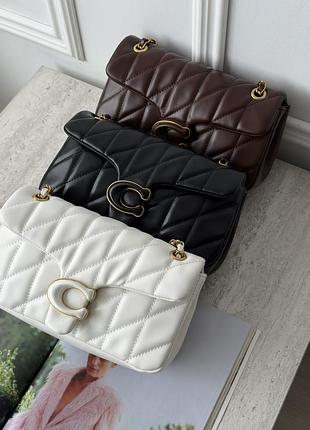 Женская сумка coach tabby shoulder bag 26 белая / черная / коричневая