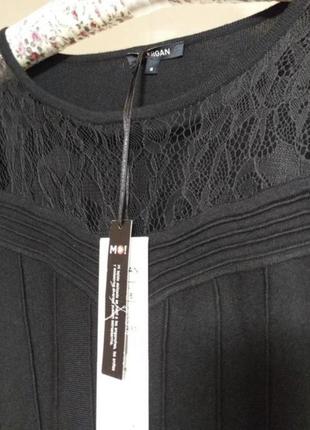 Чёрное платье из ажурного плотного трикотажа с кружевом5 фото