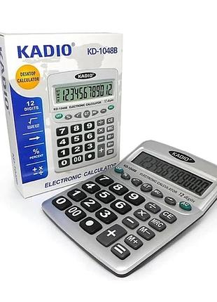 Настільний калькулятор kadio kd-1048b, 12 розрядів, сірий (бухгалтерський калькулятор)