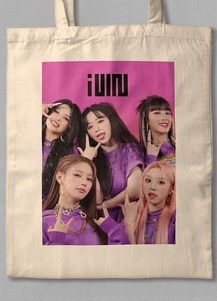 Шоппер эко-сумка (g)i-dle принт №2, бежевий