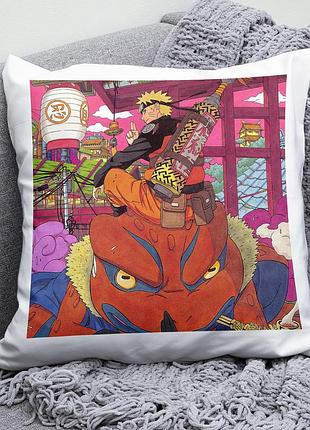 Плюшева подушка аніме наруто naruto квадрат 35х35 см біла