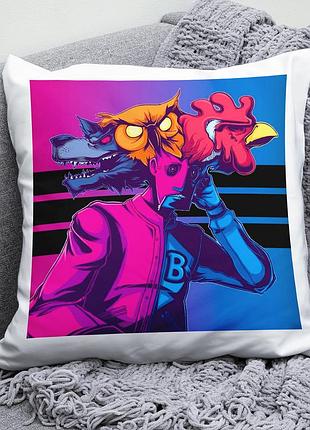 Декоративная подушка плюшева подарок с принтом hotline miami хотлайн майами