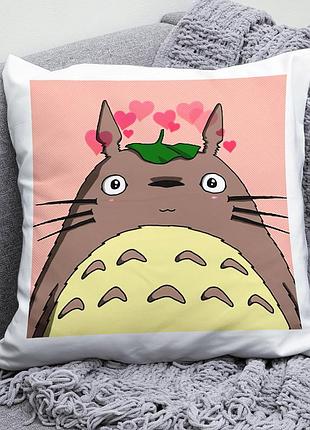 Плюшевая подушка аниме тоторо мой сосед тоторо mein nachbar totoro квадрат 35х35 см белая