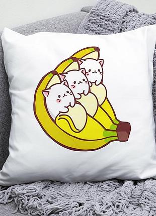 Плюшевая подушка аниме бананя bananya квадрат 35х35 см белая