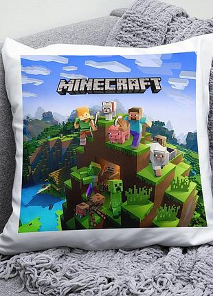Декоративная подушка плюшева подарок с принтом minecraft майнкрафт