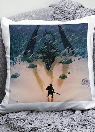Декоративная подушка плюшева подарок с принтом skyrim скайрим