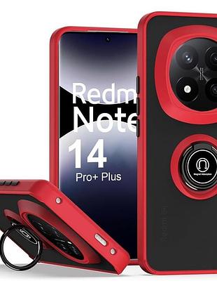 Чехол fiji colorframe для xiaomi redmi note 14 pro plus 5g матовый бампер с кольцом подставкой red
