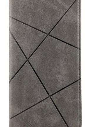 Чохол книжка business leather для xiaomi redmi note 10 pro на магніті з підставкою сірий