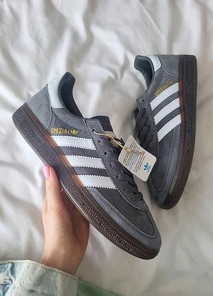Стильні чоловічі кросівки adidas spezial handball graphite grey темно-сірі графітові