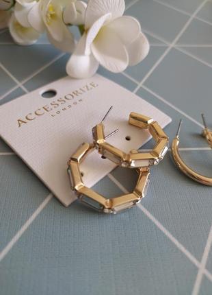 Сережки кільця, серьги гвоздики, серьги кольца accessorize с сайта asos