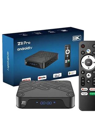 Приставка смарт z8 pro atv android 12.0 cpu h618 2.4g/5g bt5.0 4/32 atv голосовий пульт tv box