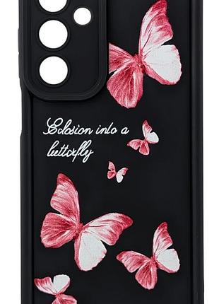 Чохол shock case print для samsung galaxy a16 / a165 бампер силіконовий колір чорний із малюнком метелики