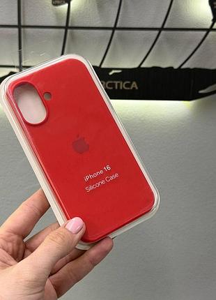 Чехол silicone case чехол с микрофиброй для iphone 16,чехол-накладка для айфон 16 (красный)