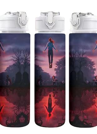 Детская бутылочка для воды с трубочкой очень странные дела stranger things 750 мл