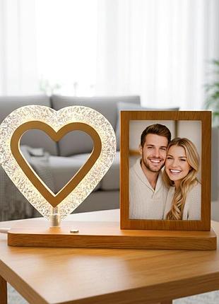 Світильник usb з фоторамкою 220-240 в світлодіодний настільний нічник у формі серця