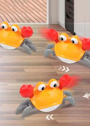 Интерактивная игрушка краб для детей 3 года и старше музыкальная танцующая с световыми эффектами
