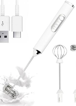 Беспроводной капучинатор-миксер usb, белый / электрический вспенитель молока / ручной капучинатор
