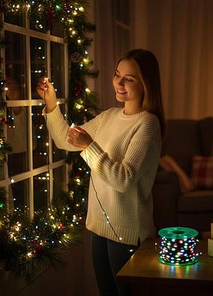 Светодиодная гирлянда нить 50м 500 led rgb с пультом ду для украшения елки и комнаты