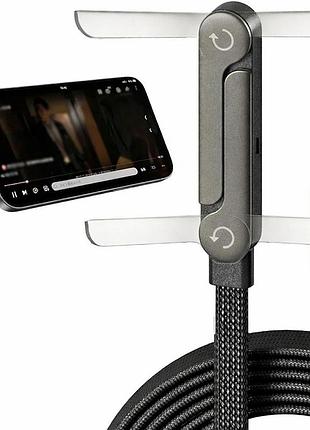 Кабель type-c → lightning з підставкою для телефону, плетений, 30w, 1.5 м