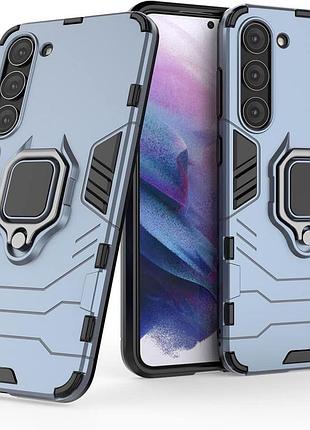 Чехол fiji ring для samsung galaxy s23 (s911) бронированный бампер с кольцом подставкой темно-синий