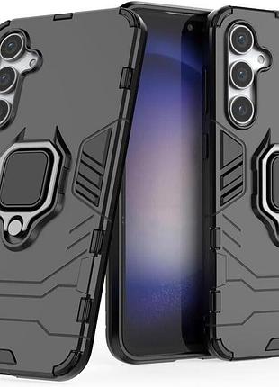 Чехол fiji ring для samsung galaxy s23 fe (s711) бронированный бампер с кольцом подставкой черный