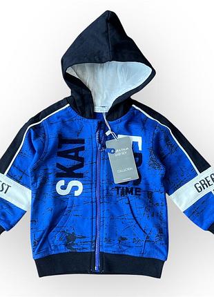 Худи с капюшоном на микрофлисе для мальчика piazza italia синий (pit1501 148 blue (12-18 мес (82 см))