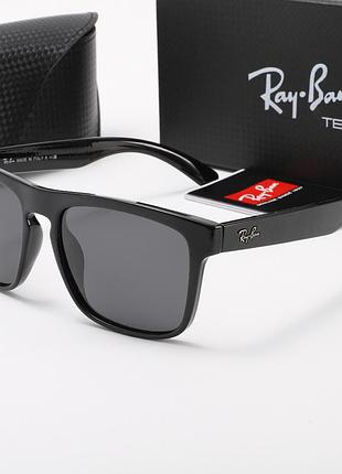 Сонцезахисні окуляри ray‑ban чорні прямокутні унісекс чоловічі преміум стильні очки рейбан з темними лінзами