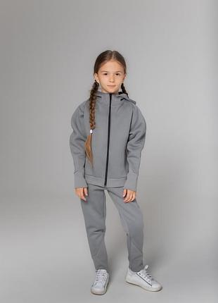 Спортивный костюм для девочек с начесом gc athletics серый 140 см