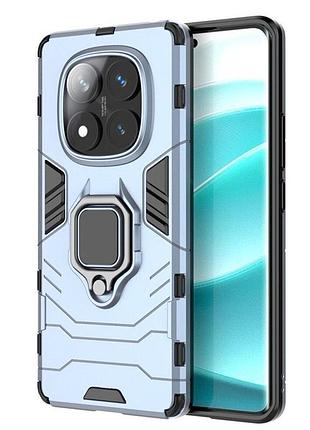 Чехол fiji ring для xiaomi redmi note 14 pro бронированный бампер с кольцом подставкой синий