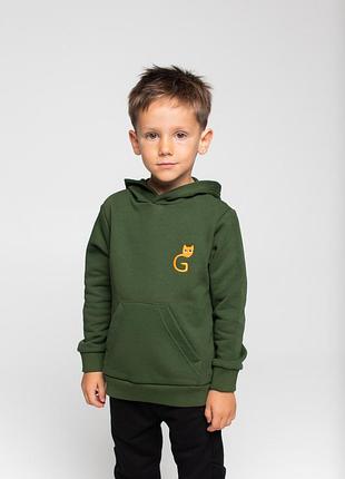 Худи из лого для мальчиков ginger cat зеленый 116 см