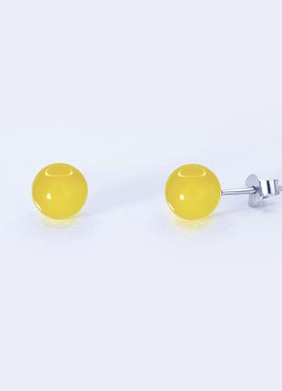 Серебряные серьги с бусинами из желтого кварца