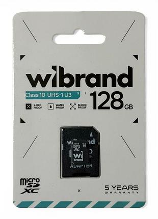 Карта памяти microsdxc (uhs-1 u3) wibrand 128gb class 10 (adapter sd)