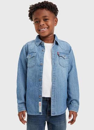Рубашка джинсовая детская levi's голубой (6866 pvu blue (92 (2a))