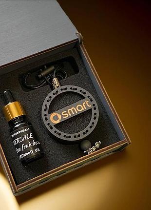 Ароматизатор в авто з логотипом комплект із дерева smart (смарт) black ice