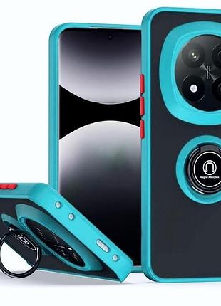 Чехол fiji colorframe для poco x7 матовый бампер с кольцом подставкой turquoise